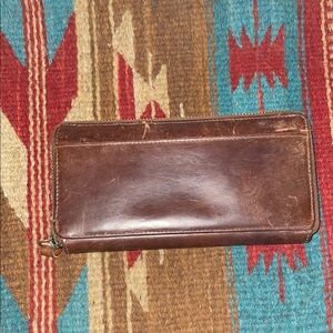 Brown Leather Zip Around Wallet